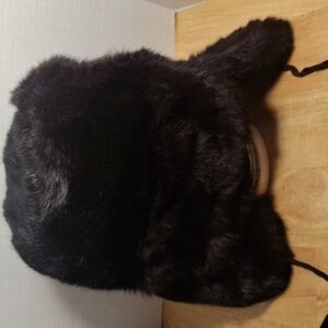 Rabbit Fur Trapper Hat in Black